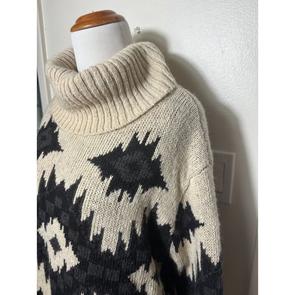 Ralph Lauren Denim & Supply Sweater Women's Large Turtleneck Aztec Silk Western - Picture 7 of 7